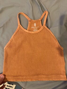 FP Movement by Free People Ribbed Racerback Tank Top - Rust Orange